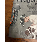 Vintage 1920s Firestone Tires Advertisement Sign Magazine Ad Dog & Boy Small Child