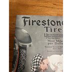Vintage 1920s Firestone Tires Advertisement Sign Magazine Ad Dog & Boy Small Child