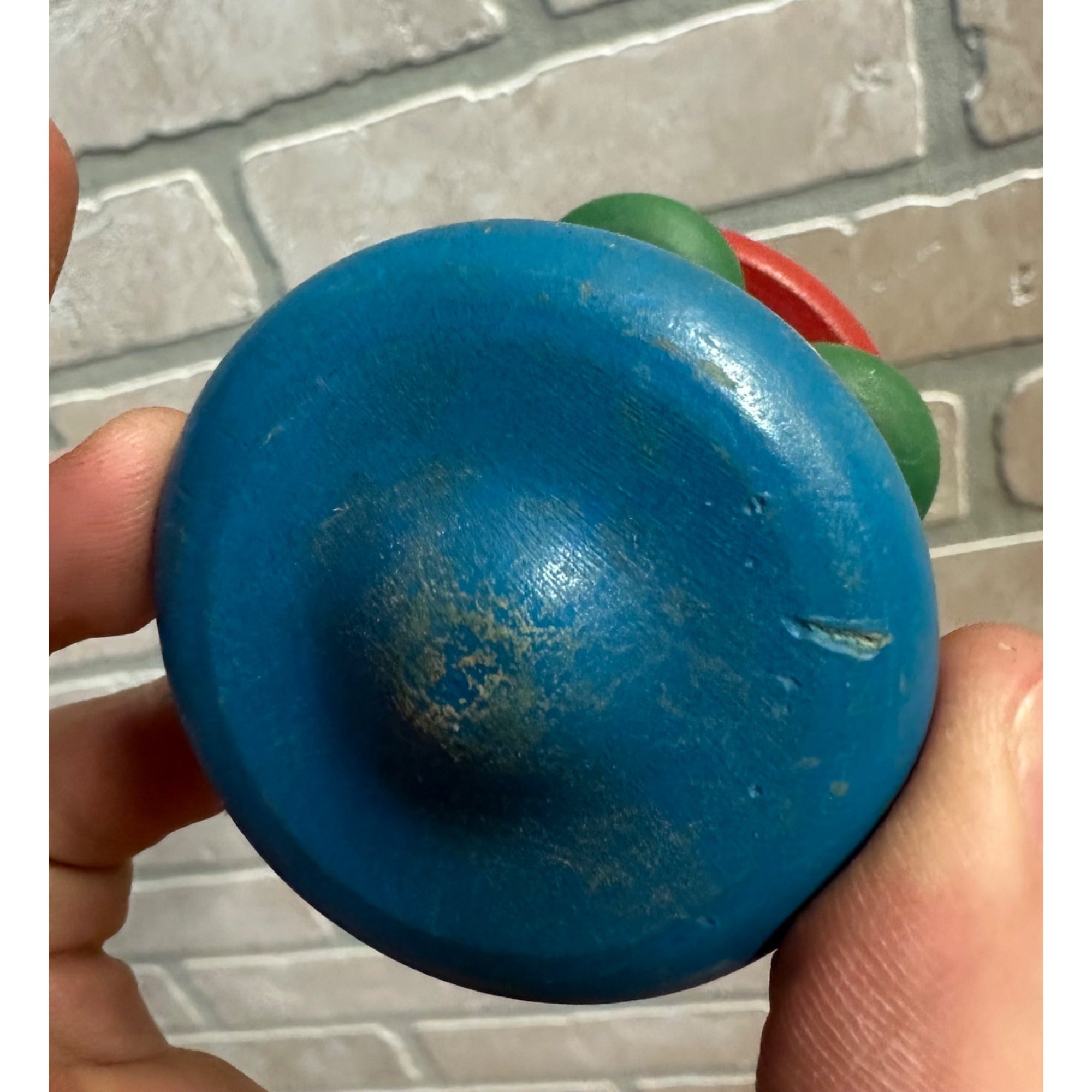 Vintage 1940s Wooden Rolling Baby Rattle Crib Toy Circle Cage Wood