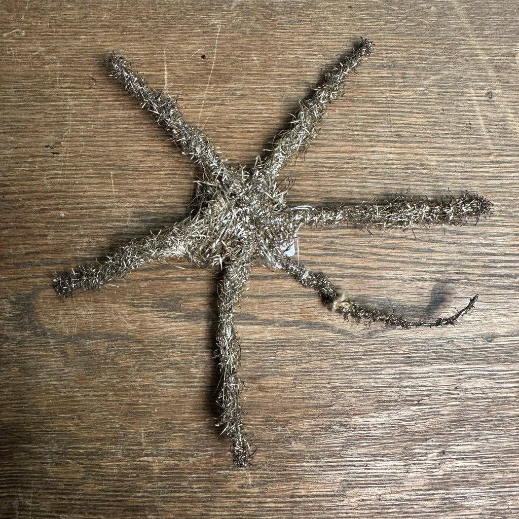 Vintage Handmade Tinsel Christmas Ornament Tree Topper Star 7"