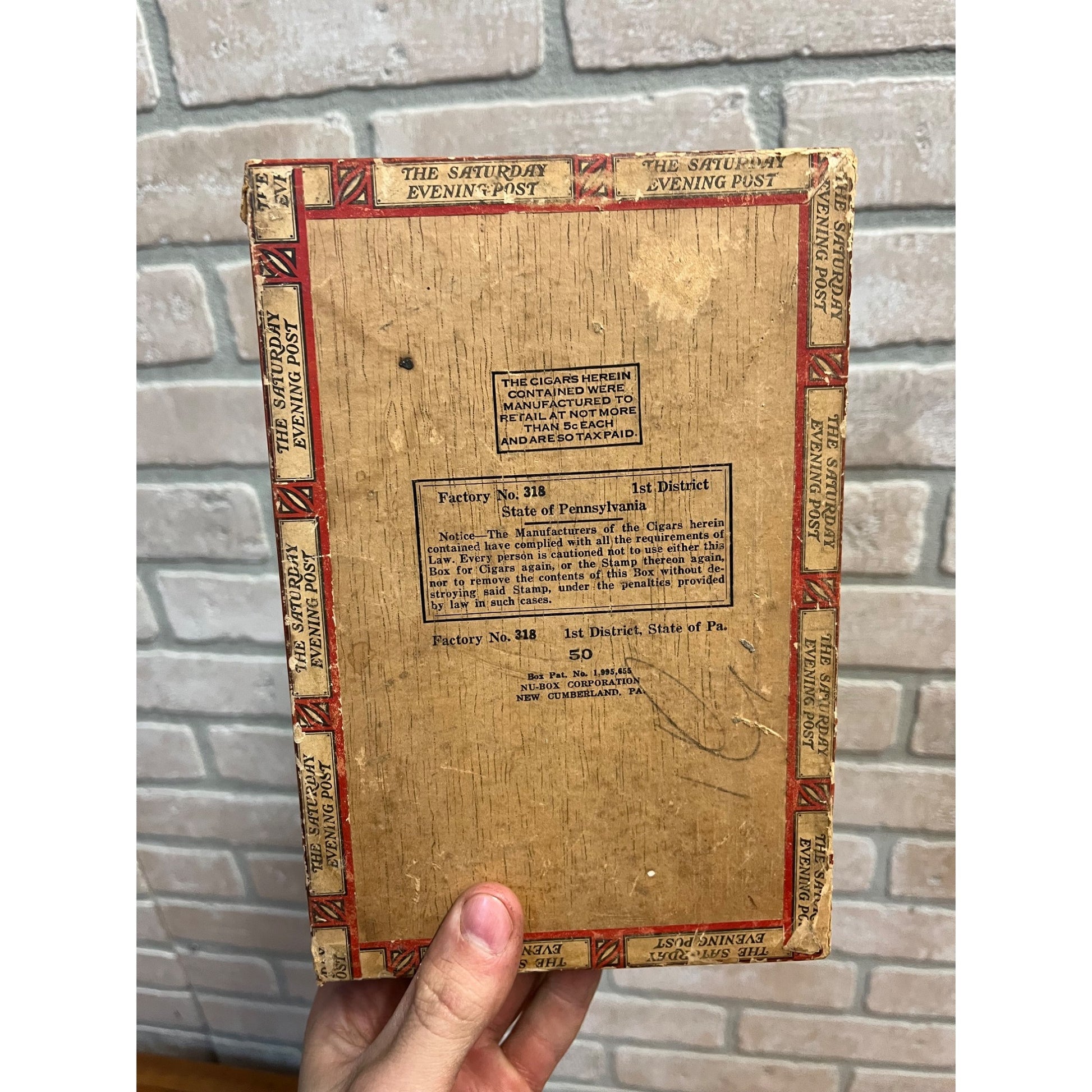 Vintage Saturday Evening Post Perfectos Cigar Box Advertising Store Display PA