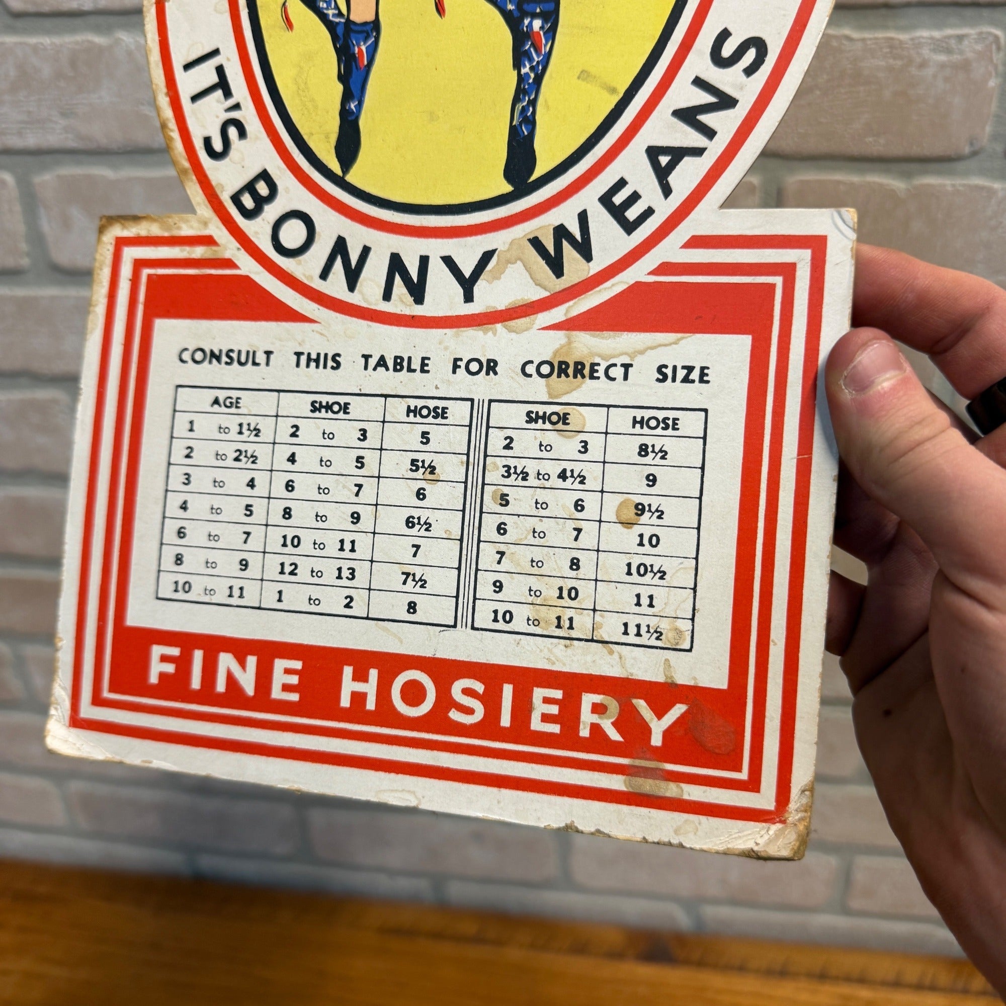 Vintage Bonny Weans Tots and Teens Children Hosiery Clothing Cardstock Advertising Sign