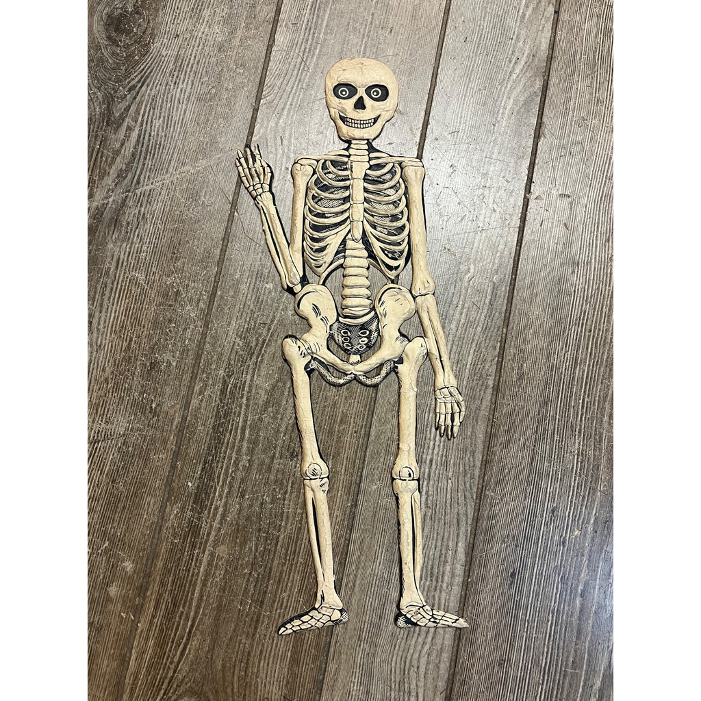 Vintage 1920s Halloween German Diecut Skeleton Waving Heavy Embossed Antique 19"