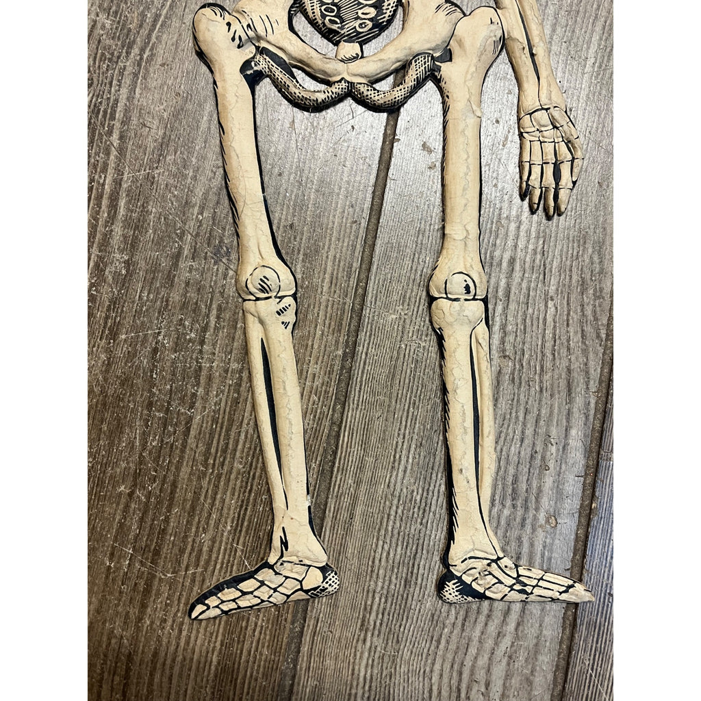 Vintage 1920s Halloween German Diecut Skeleton Waving Heavy Embossed Antique 19"