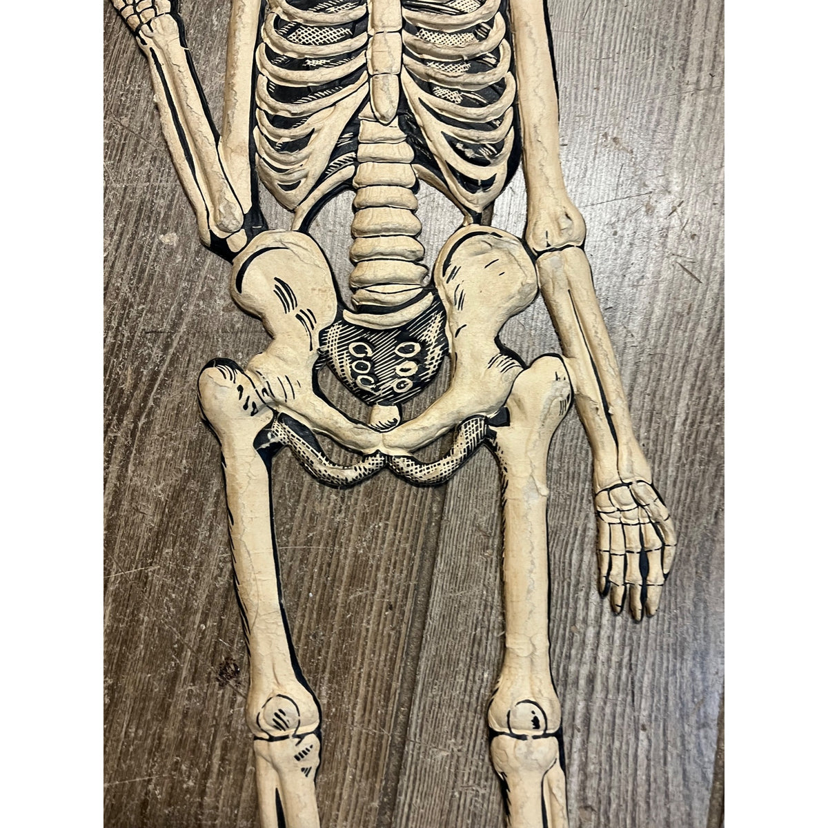 Vintage 1920s Halloween German Diecut Skeleton Waving Heavy Embossed Antique 19"