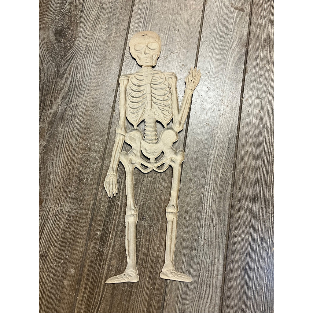 Vintage 1920s Halloween German Diecut Skeleton Waving Heavy Embossed Antique 19"