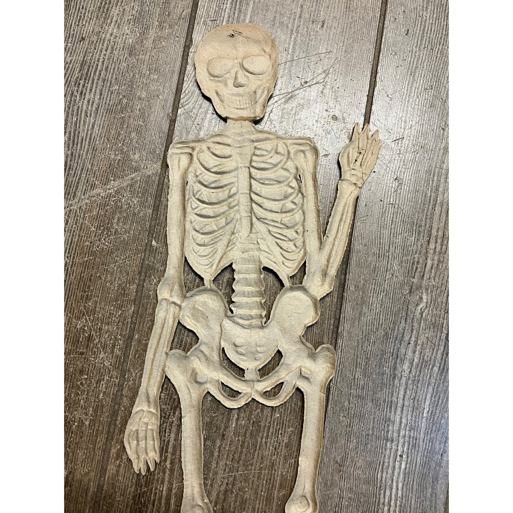Vintage 1920s Halloween German Diecut Skeleton Waving Heavy Embossed Antique 19"