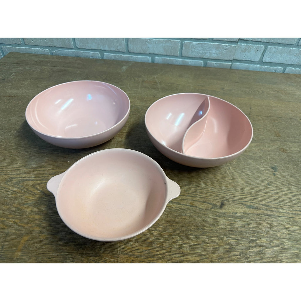 Vintage 1950s MCM Stetson & Mallo Ware Melamine Pink Bowls Serving Bowl