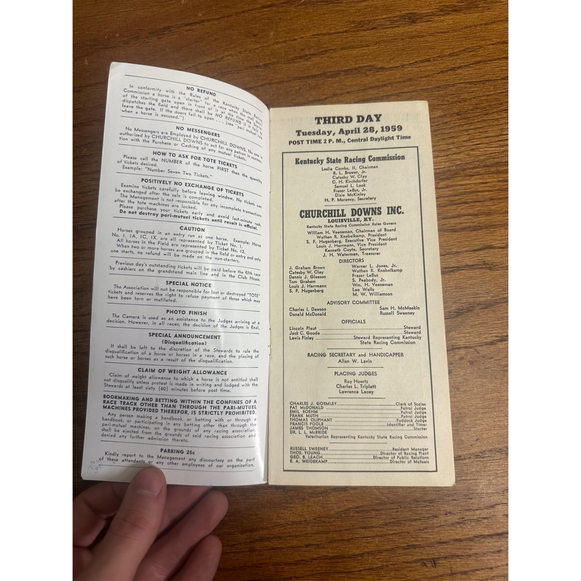Original 1959 Spring Meeting Official Program Churchill Downs Vintage