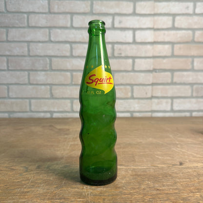 Vintage 1960s Squirt 10oz  Glass Soda Bottle w/ Squirty