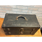 Antique 1920s Surveyor or Lineman Tool Box Chest With Brass Latches