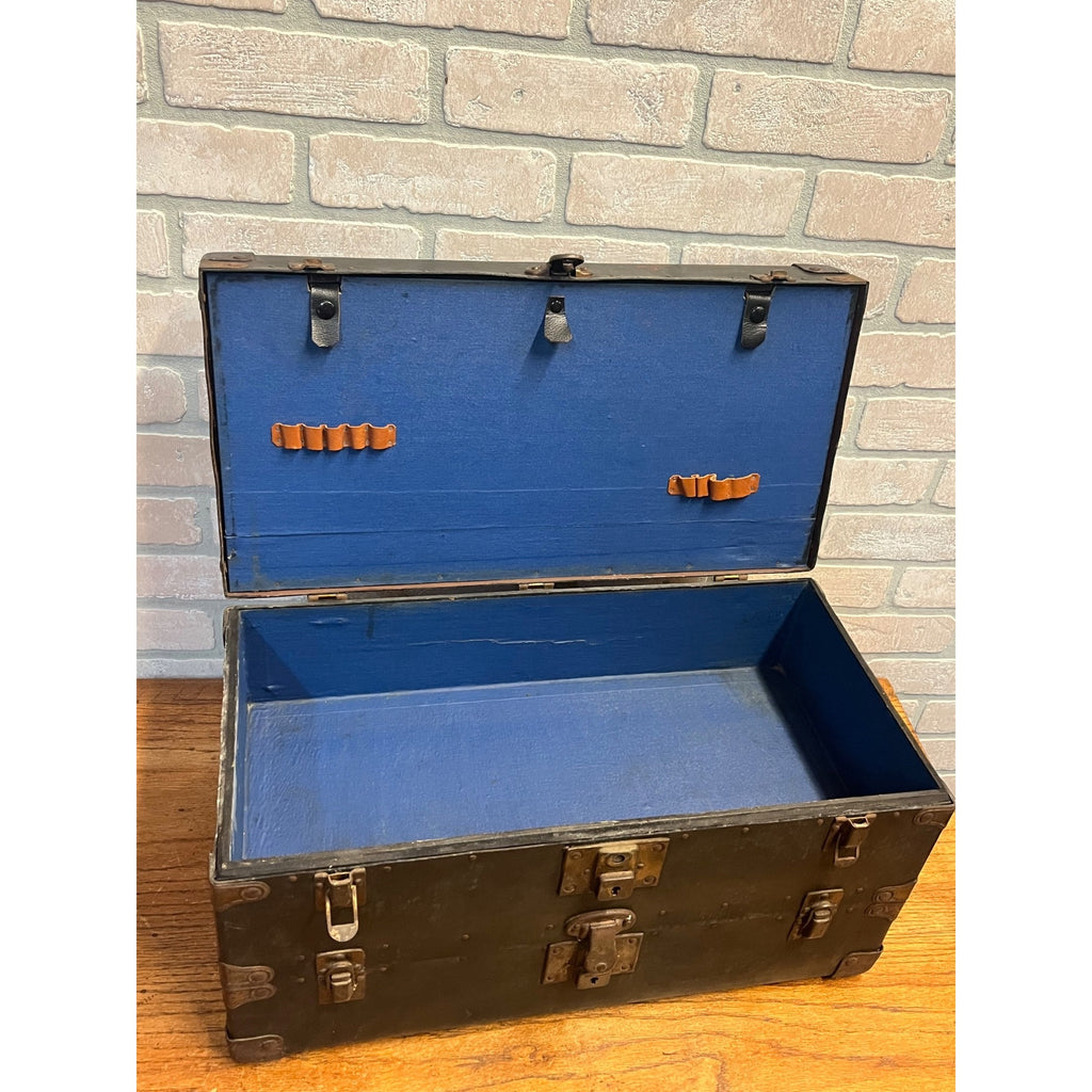 Antique 1920s Surveyor or Lineman Tool Box Chest With Brass Latches