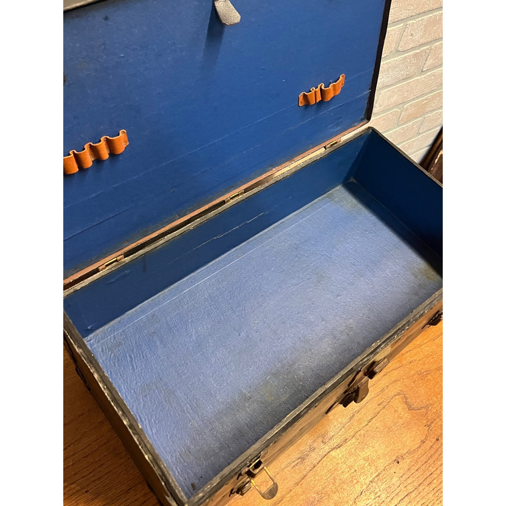 Antique 1920s Surveyor or Lineman Tool Box Chest With Brass Latches
