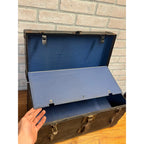 Antique 1920s Surveyor or Lineman Tool Box Chest With Brass Latches