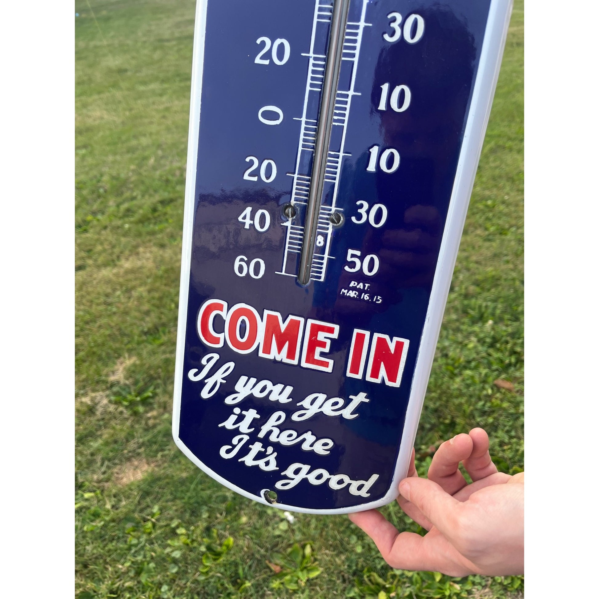 RARE Antique Nature's Remedy Liver Medicine Porcelain Thermometer Advertising