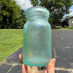 Trademark Lightning Putnam # 812 Mason Canning Jar Aqua Glass Quart Size