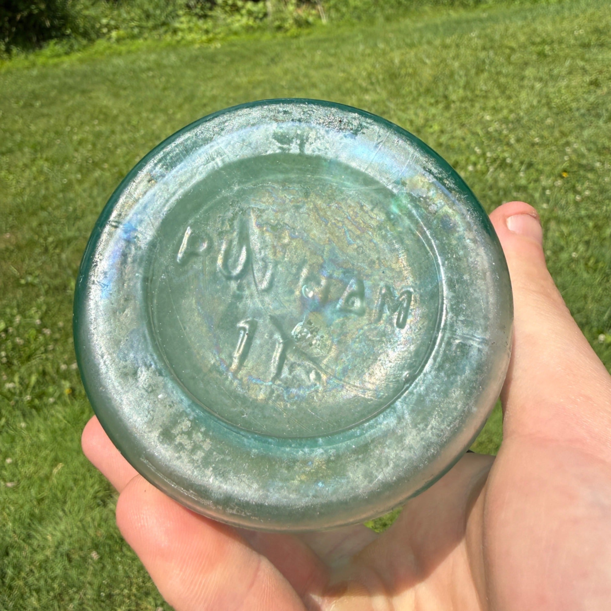 Trademark Lightning Putnam # 812 Mason Canning Jar Aqua Glass Quart Size