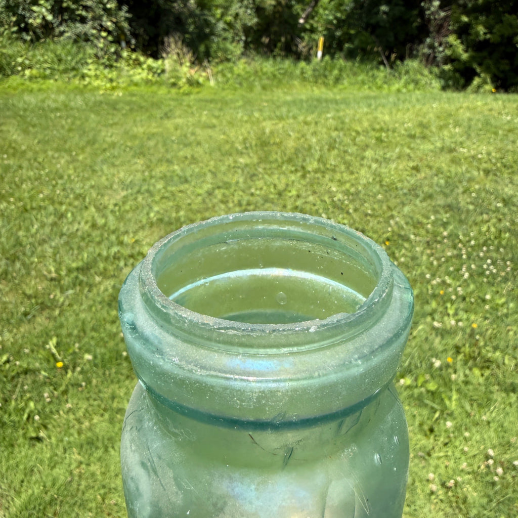 Trademark Lightning Putnam # 812 Mason Canning Jar Aqua Glass Quart Size