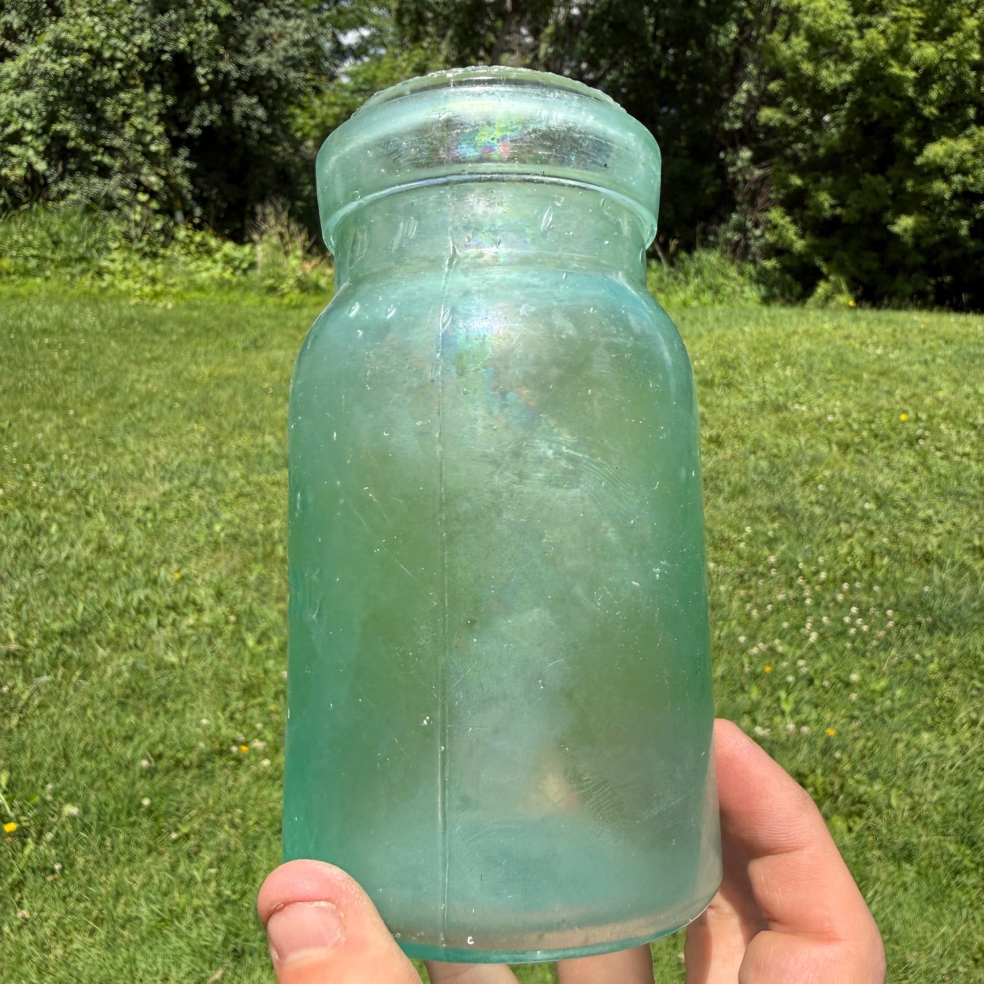 Trademark Lightning Putnam # 812 Mason Canning Jar Aqua Glass Quart Size