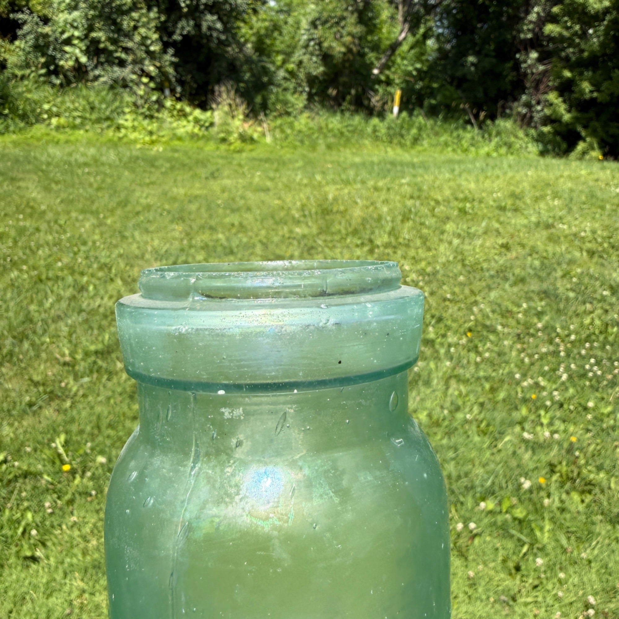 Trademark Lightning Putnam # 812 Mason Canning Jar Aqua Glass Quart Size