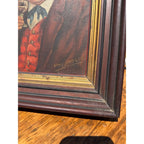Vintage Oil Painting Smiling Tavern Gentleman Wine Portrait Framed Signed Folk Art