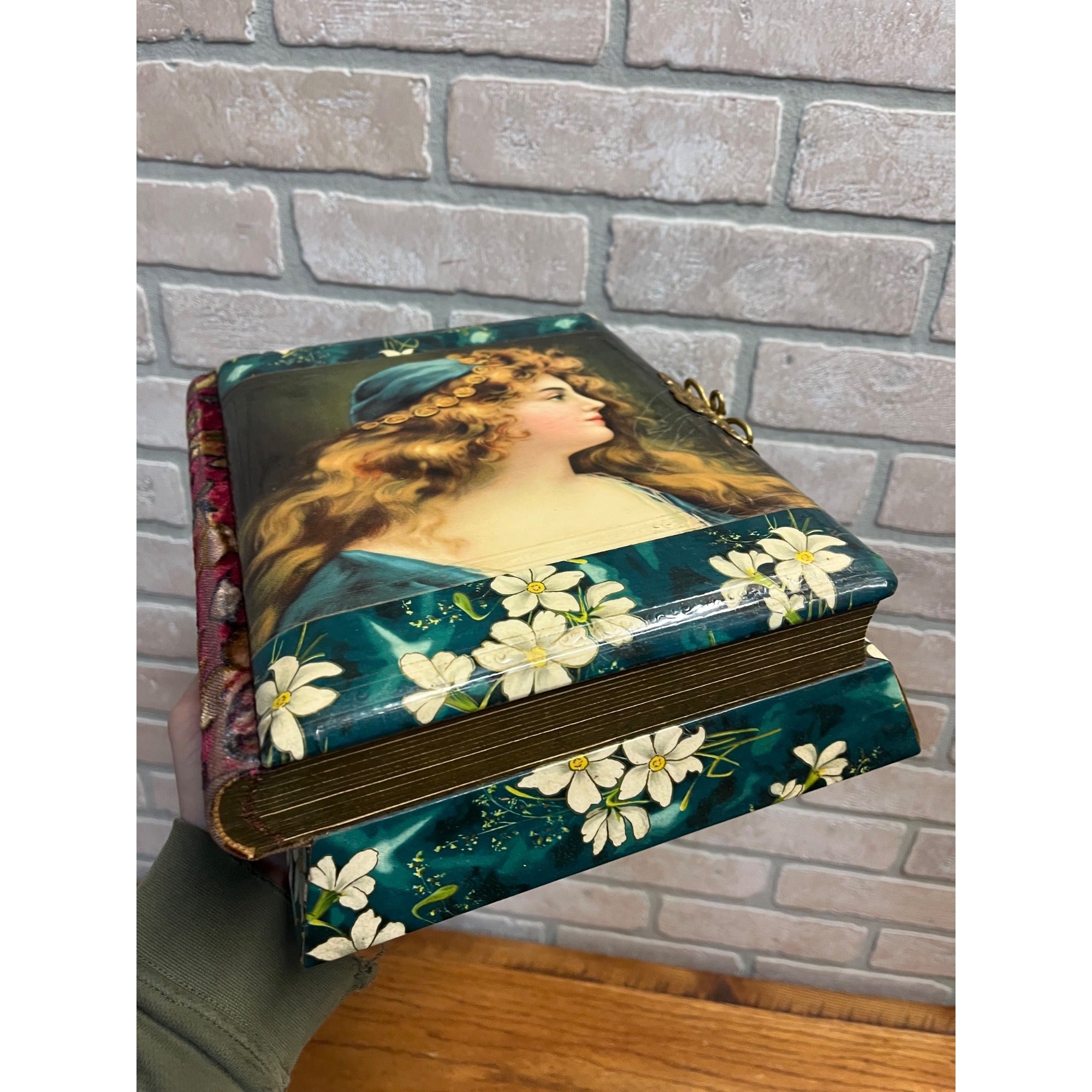 Antique 19th c. Victorian Celluloid Music Box Photo Album - Works