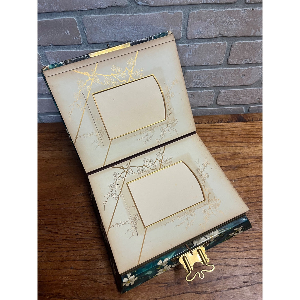Antique 19th c. Victorian Celluloid Music Box Photo Album - Works