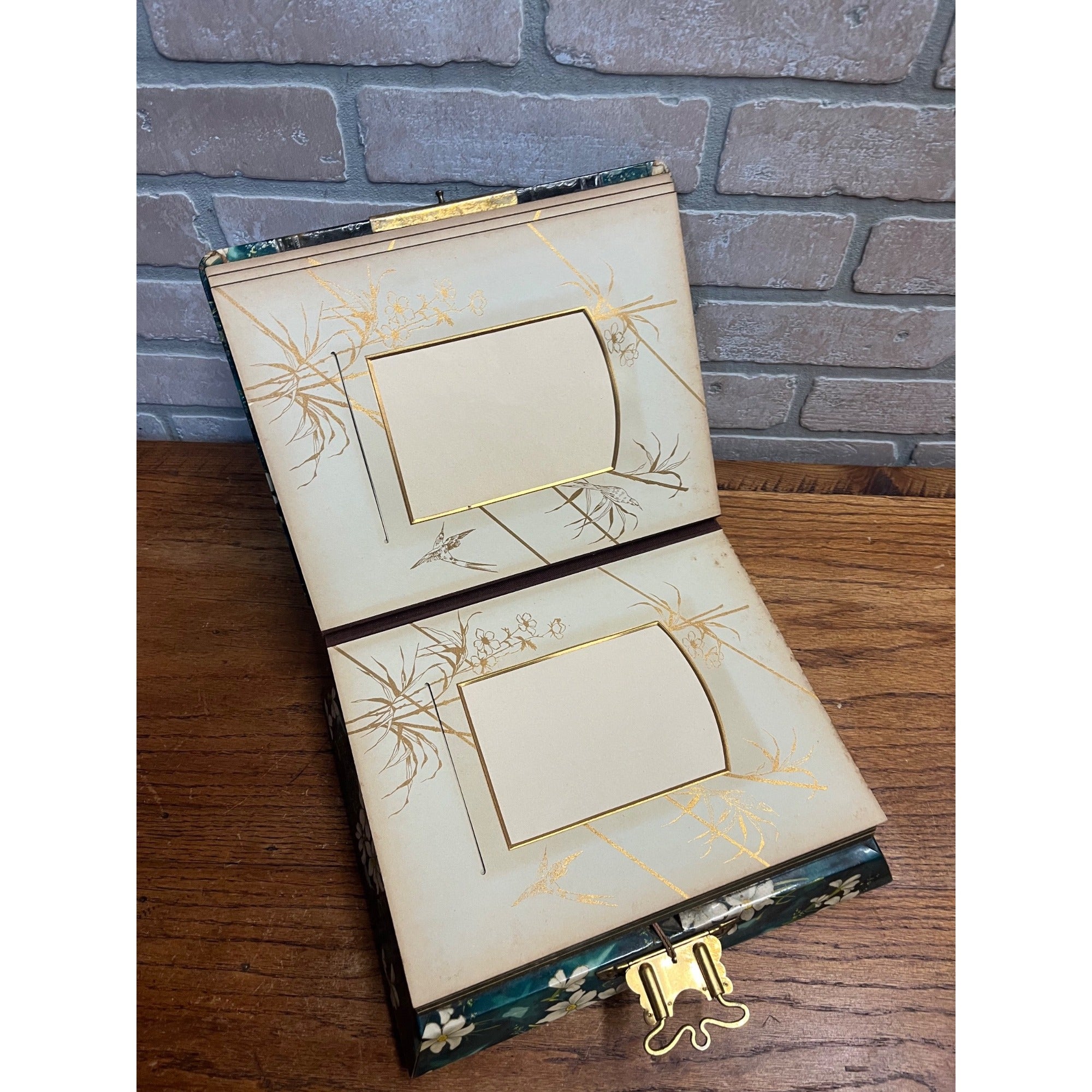 Antique 19th c. Victorian Celluloid Music Box Photo Album - Works