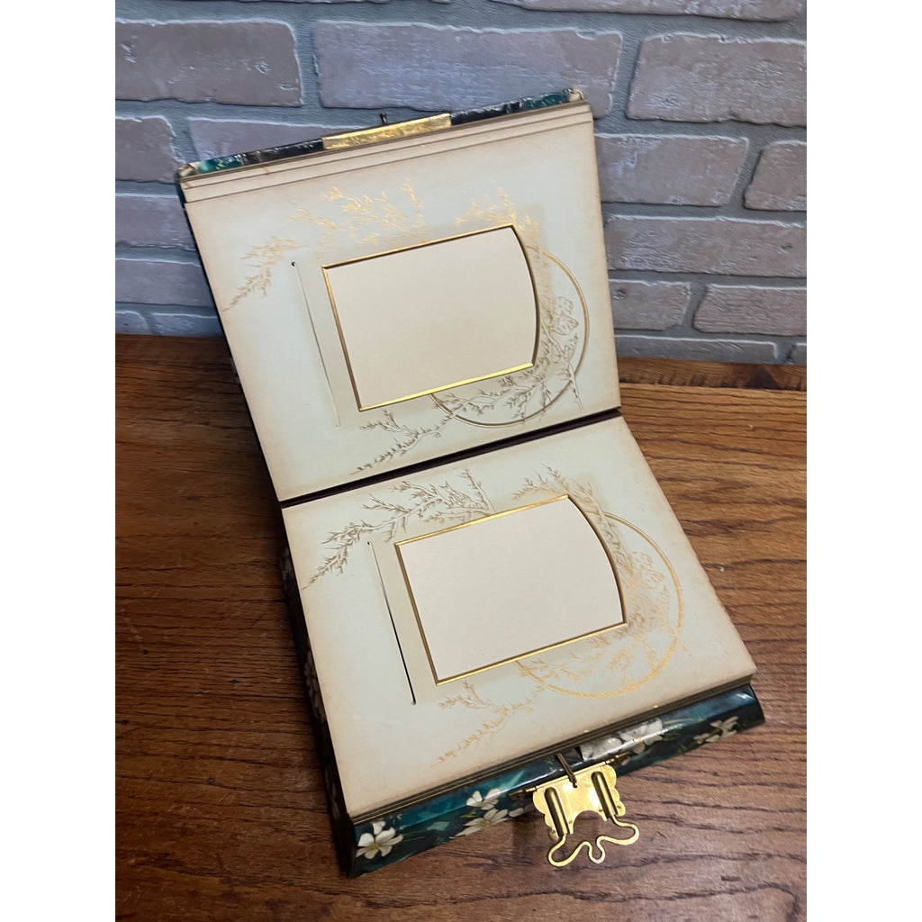 Antique 19th c. Victorian Celluloid Music Box Photo Album - Works