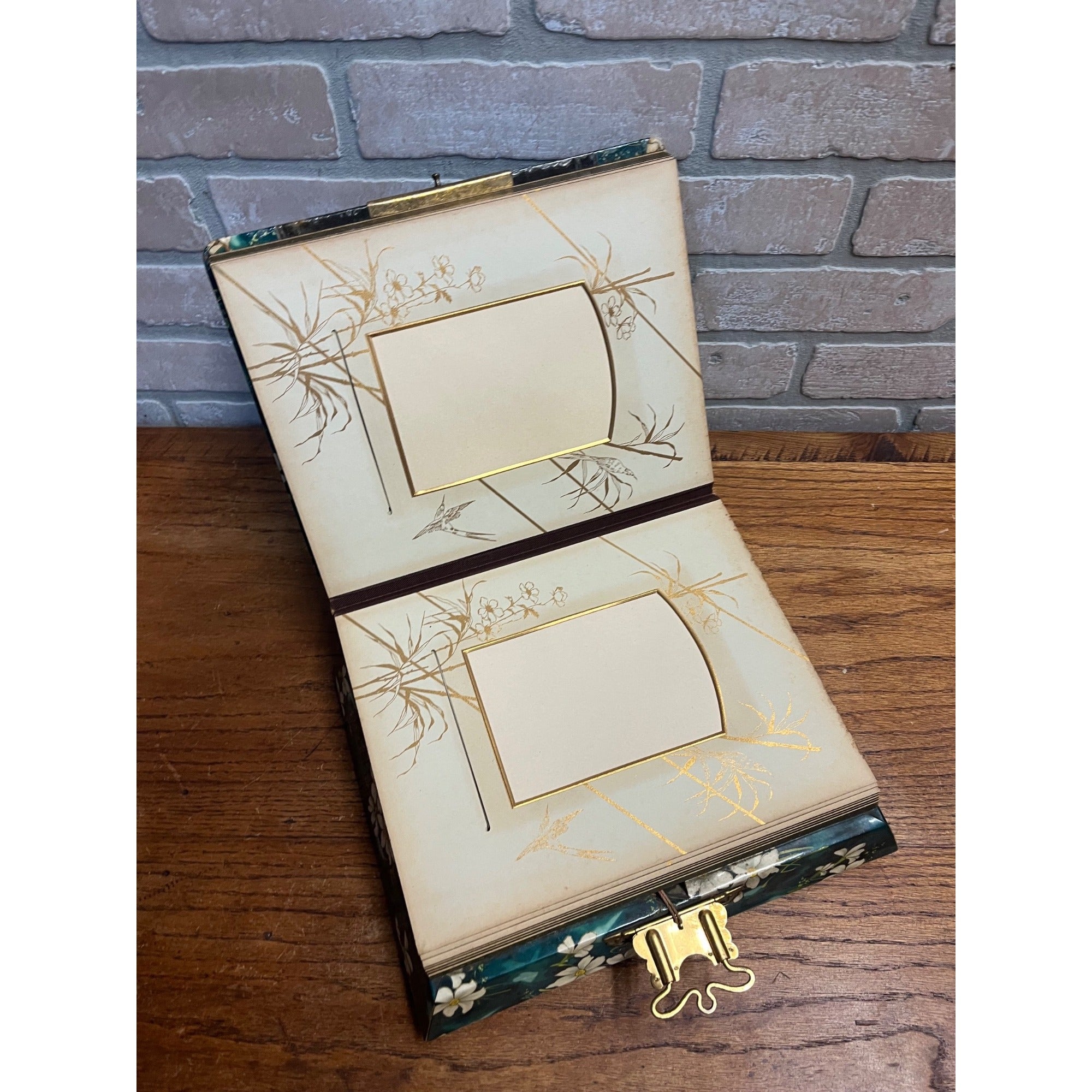 Antique 19th c. Victorian Celluloid Music Box Photo Album - Works