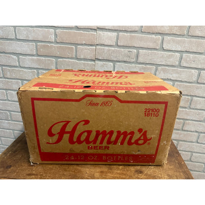 Vintage Hamm's Beer Cardboard Bottle Carrier Box Crate 24-Pack (Pabst)