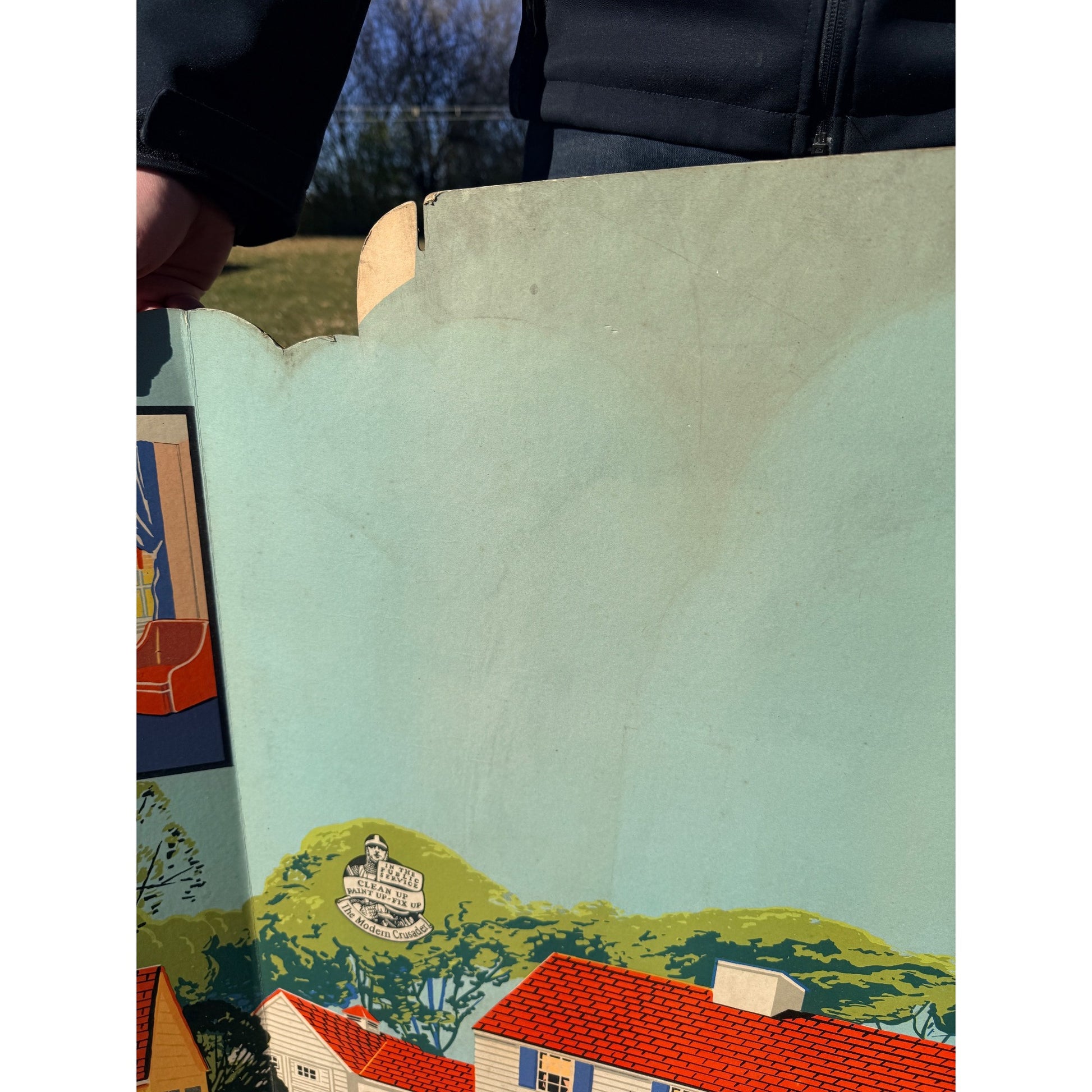 Vintage 1930s Paint Hardware Store Advertising Sign Display Cardboard Litho