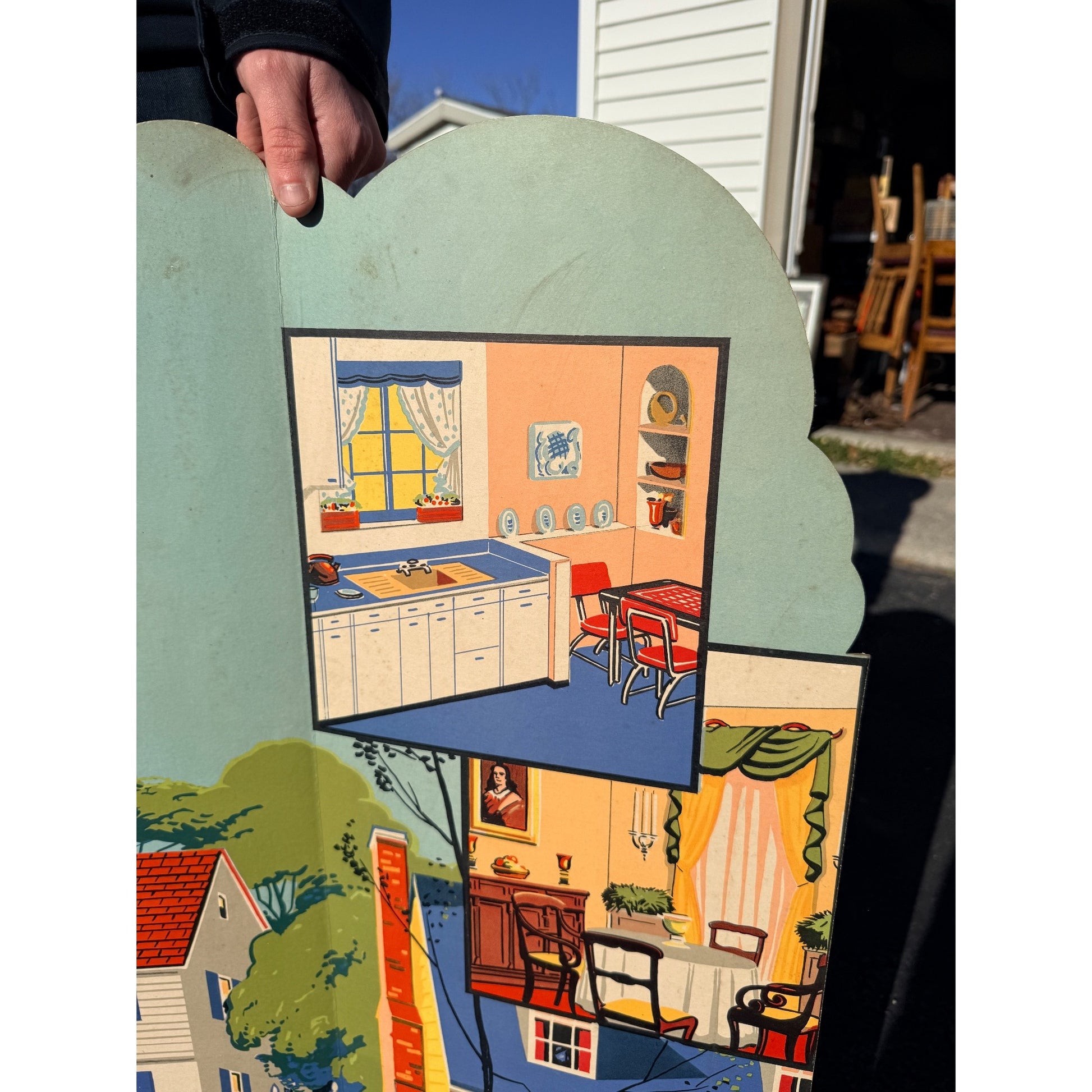 Vintage 1930s Paint Hardware Store Advertising Sign Display Cardboard Litho