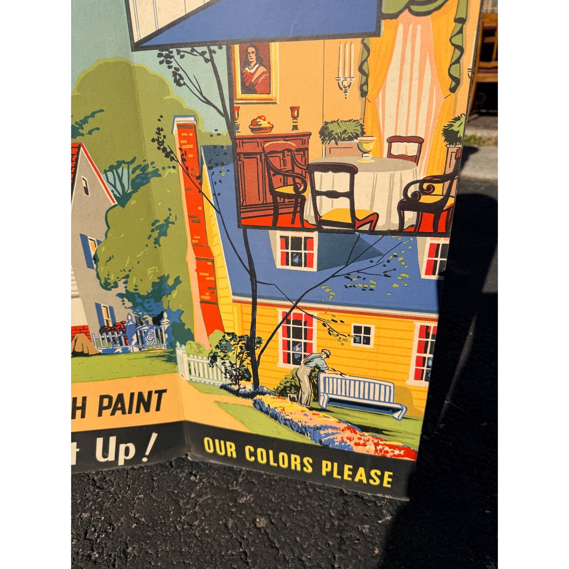 Vintage 1930s Paint Hardware Store Advertising Sign Display Cardboard Litho