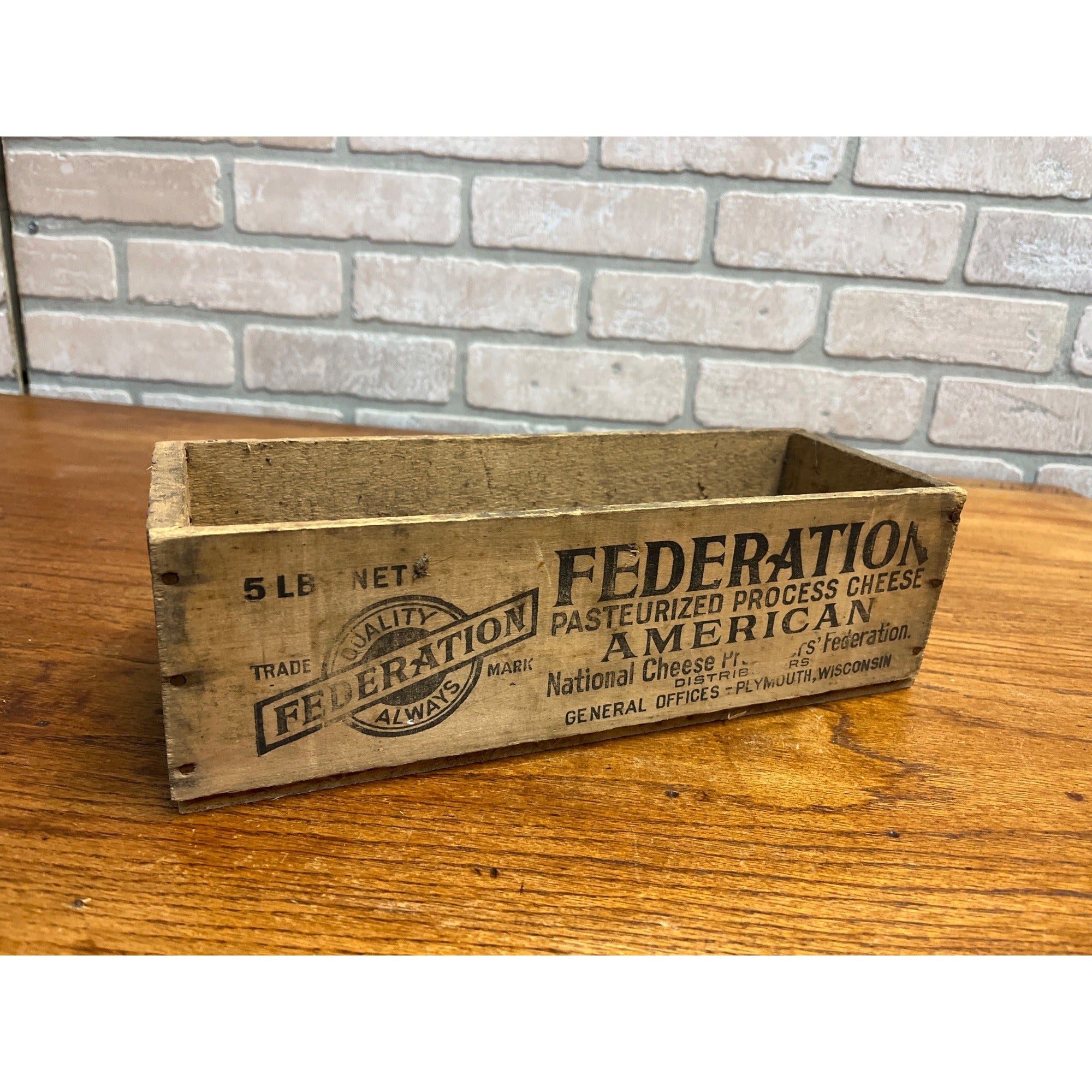 Vintage Cheese Box Federation Brick Plymouth Wis Loaf 5 Lbs Kitchen Decor