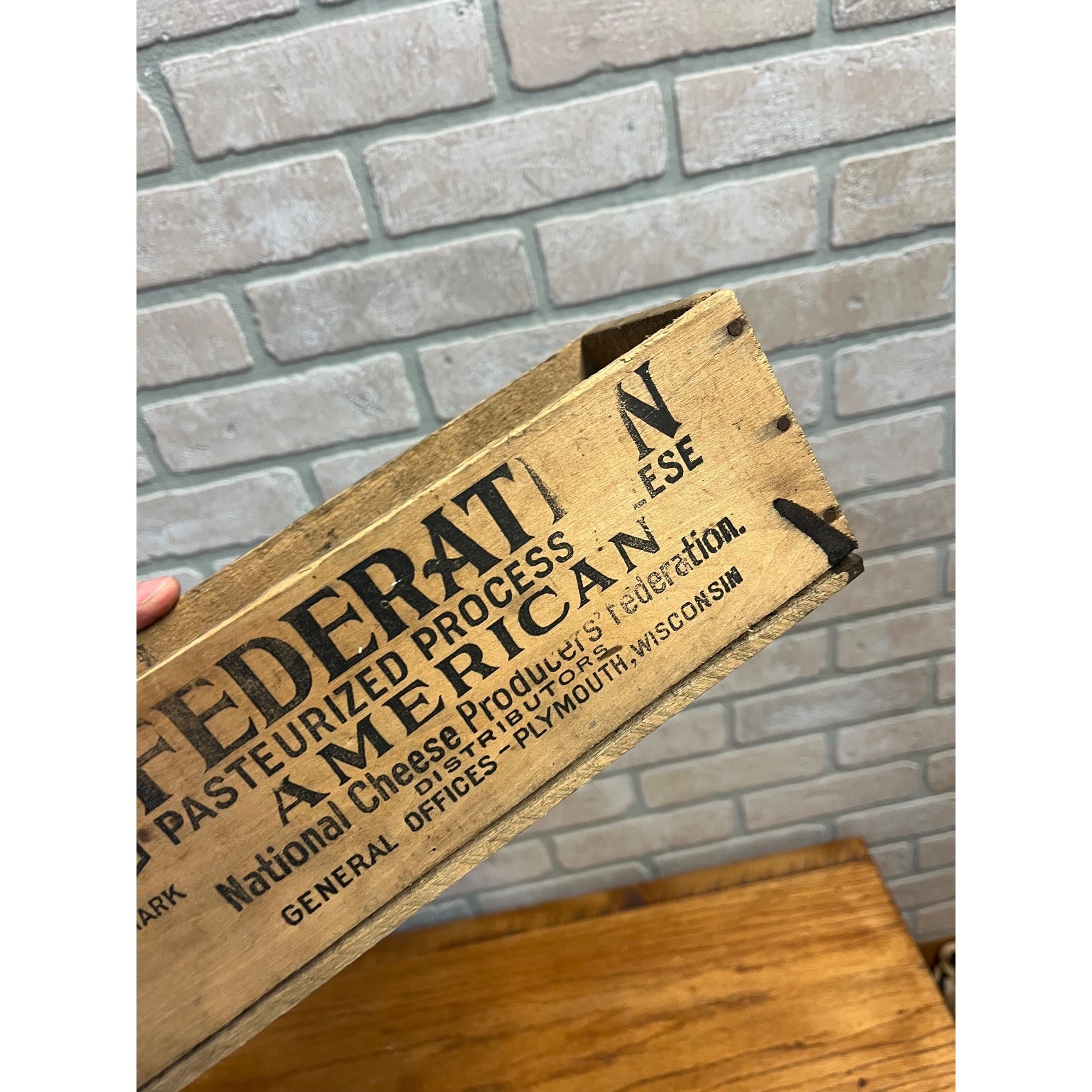 Vintage Cheese Box Federation Brick Plymouth Wis Loaf 5 Lbs Kitchen Decor