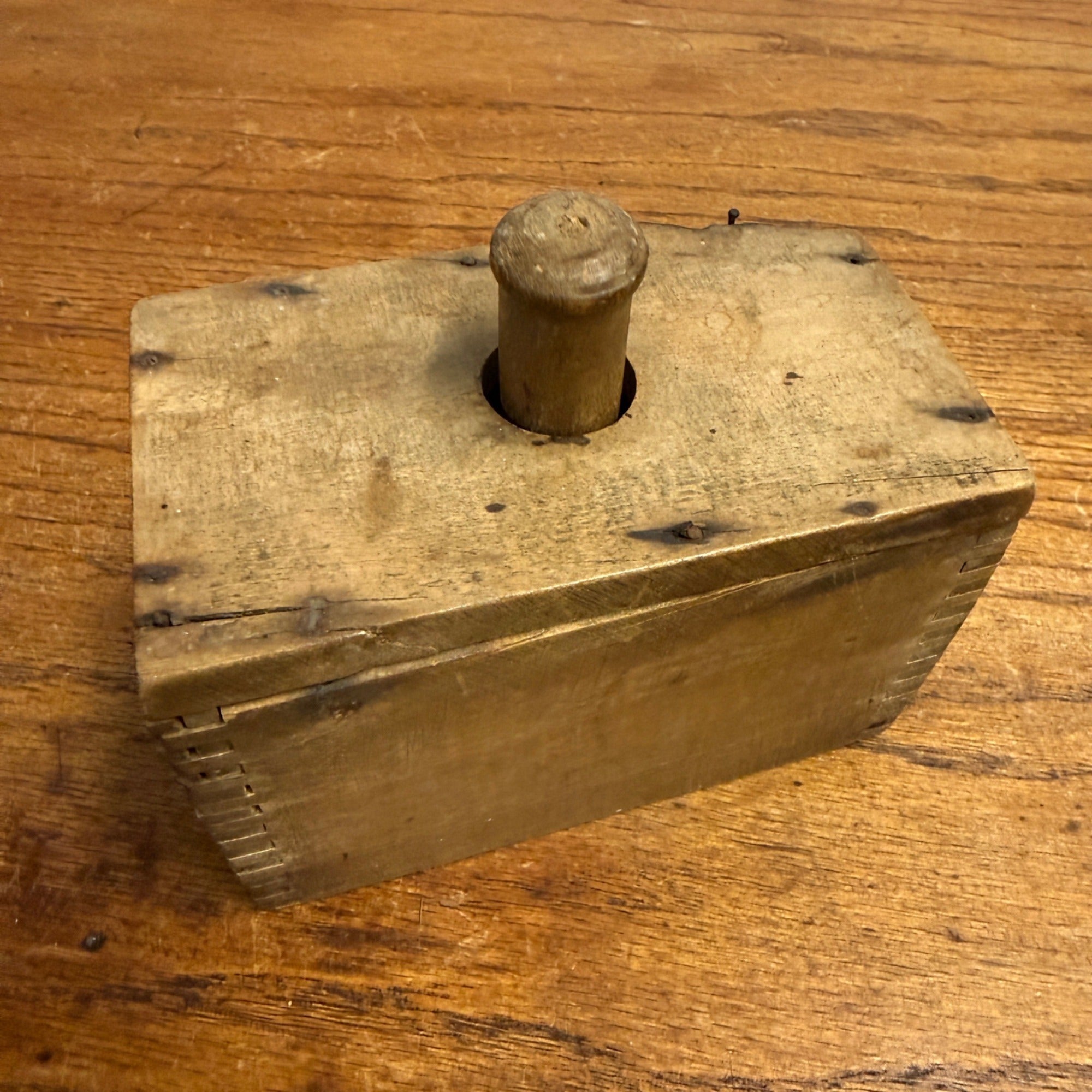 Antique 1800s Butter Block Stamp Mold Primitive Press Dairy Farm