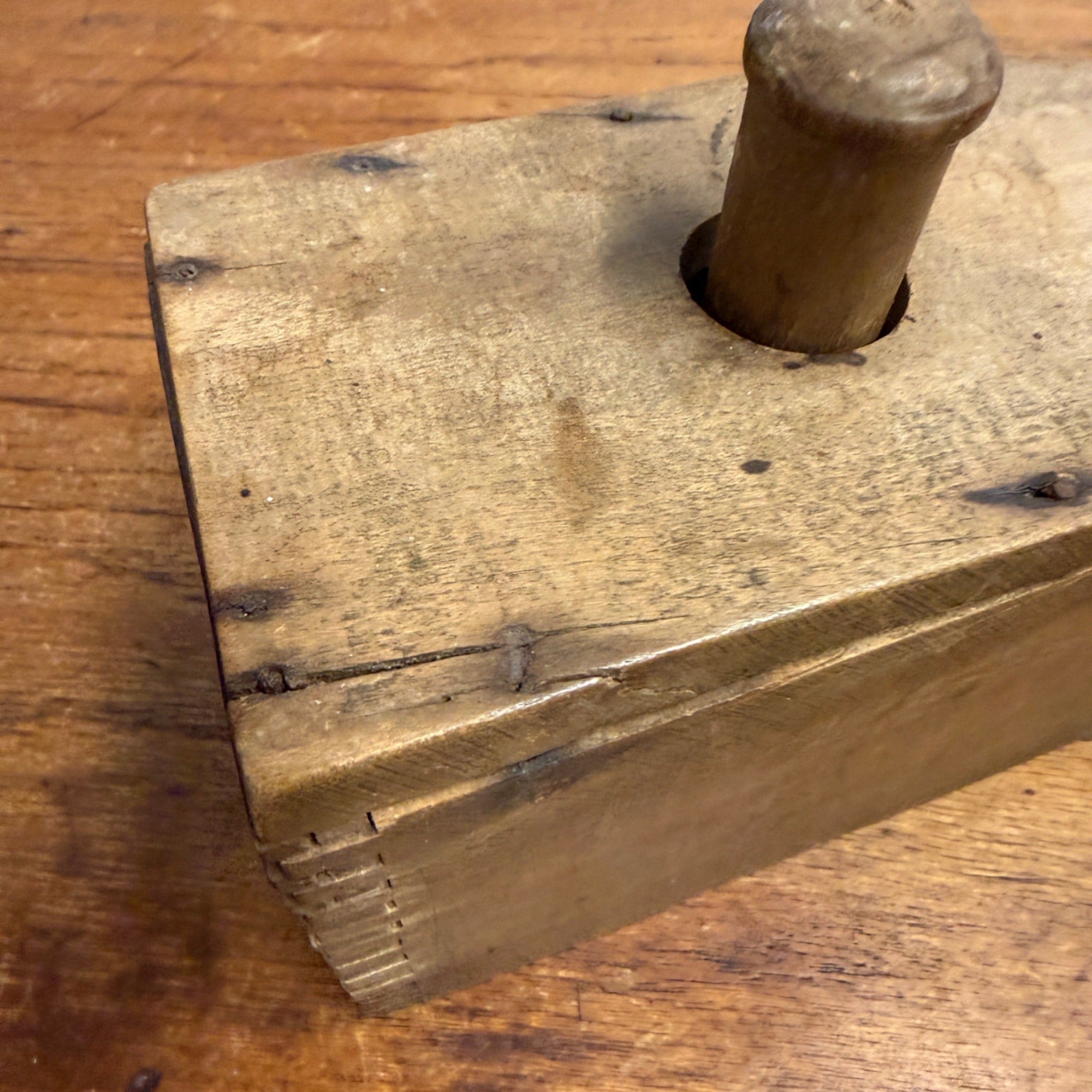 Antique 1800s Butter Block Stamp Mold Primitive Press Dairy Farm