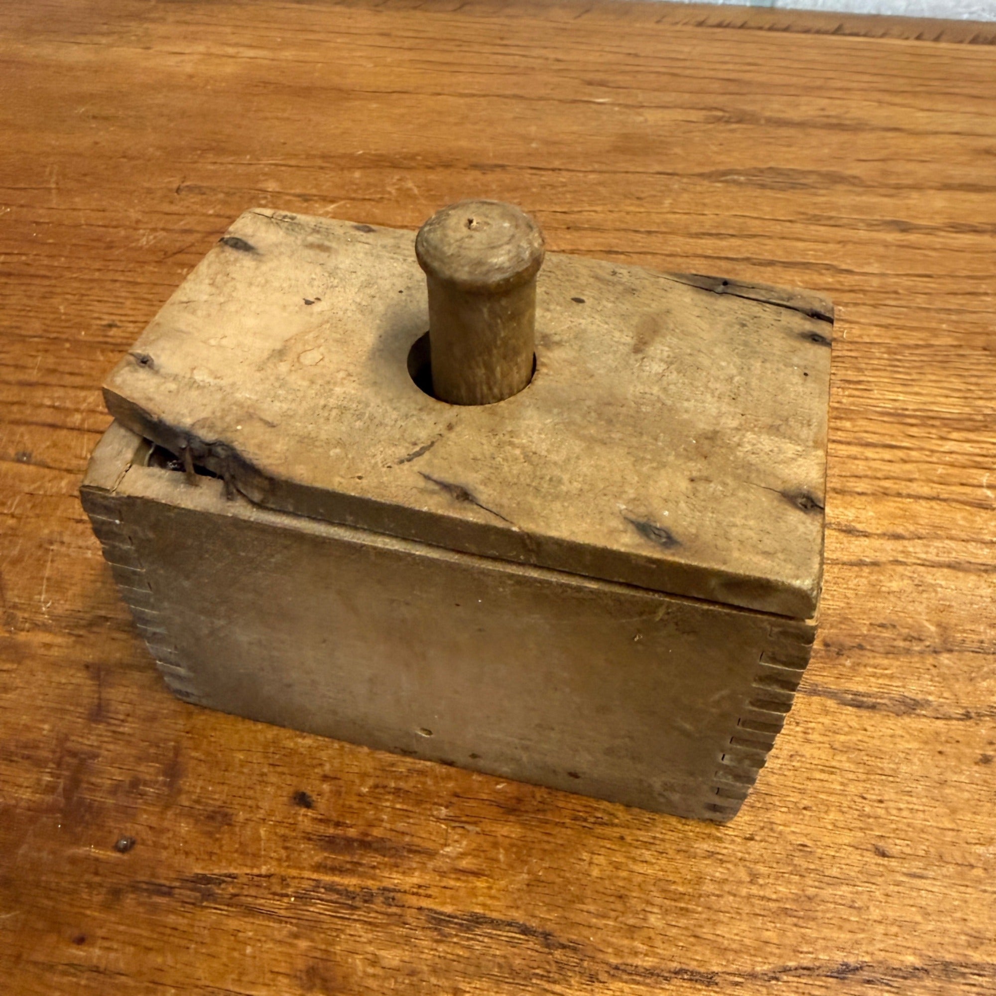 Antique 1800s Butter Block Stamp Mold Primitive Press Dairy Farm