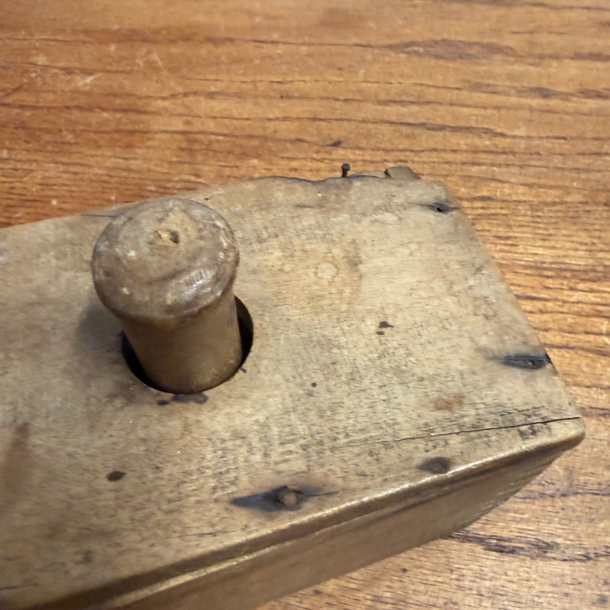 Antique 1800s Butter Block Stamp Mold Primitive Press Dairy Farm