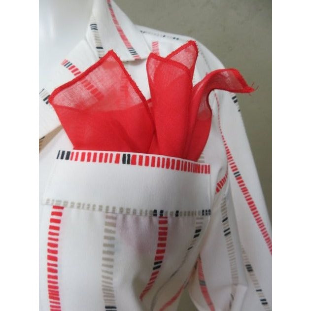 Vintage 1960s Red & White Shirt Dress w/ Belt & Pocket Scarf Size 12