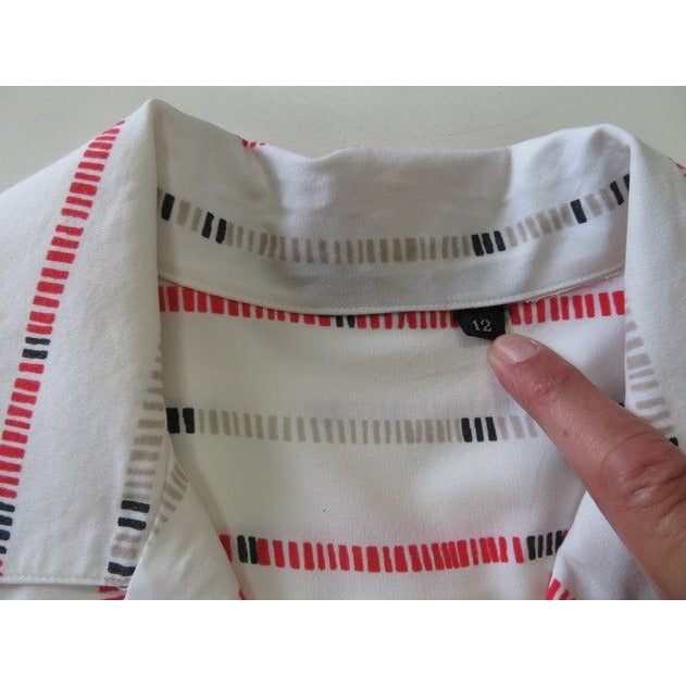 Vintage 1960s Red & White Shirt Dress w/ Belt & Pocket Scarf Size 12