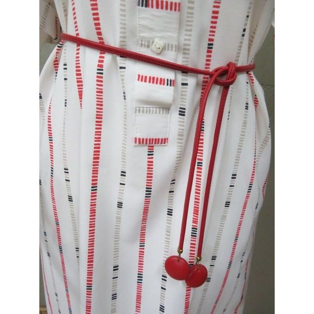 Vintage 1960s Red & White Shirt Dress w/ Belt & Pocket Scarf Size 12