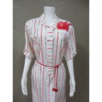 Vintage 1960s Red & White Shirt Dress w/ Belt & Pocket Scarf Size 12
