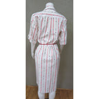 Vintage 1960s Red & White Shirt Dress w/ Belt & Pocket Scarf Size 12