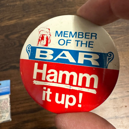 Vintage Hamm's Beer Member of the Bar Hamm it up! Pin Button Advertising