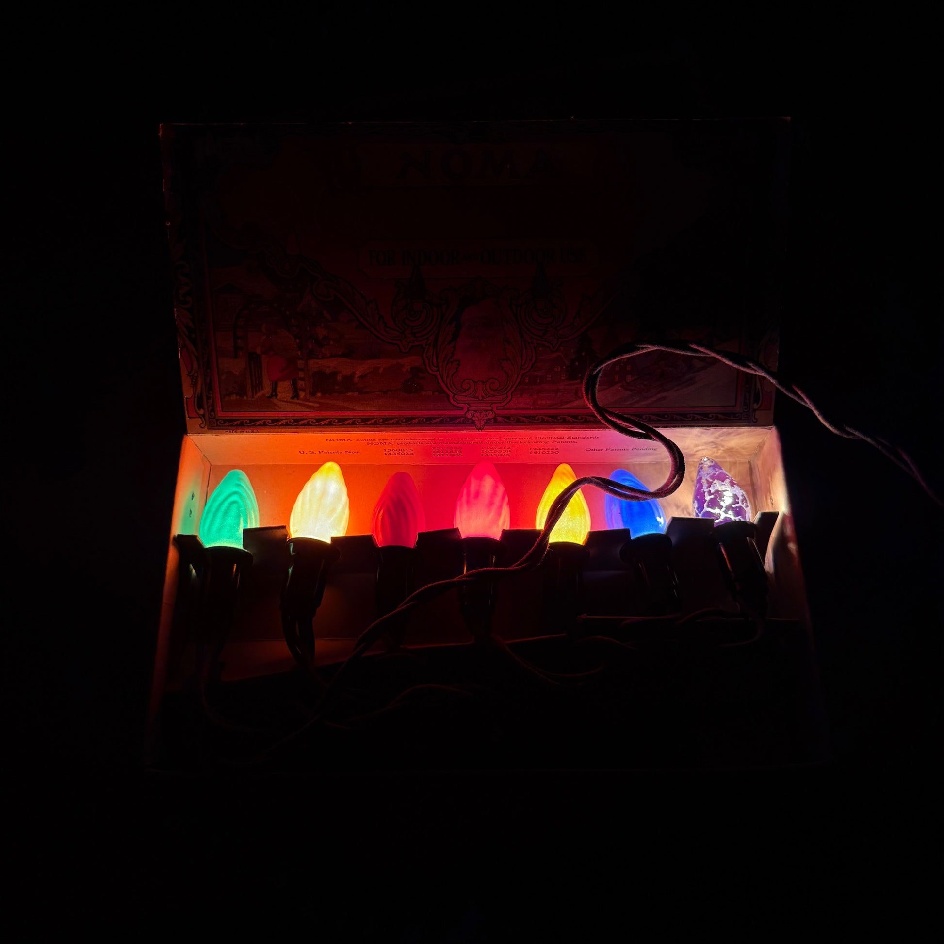 Vintage Christmas Lights By Noma C9 Bulb Original Box from 1927 Works