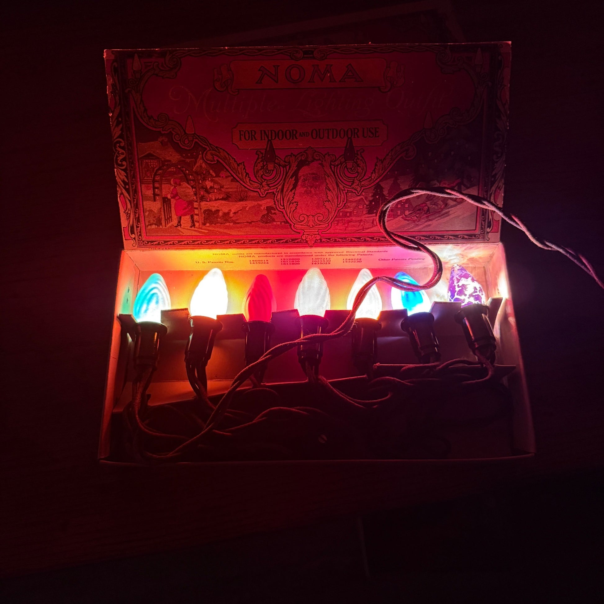 Vintage Christmas Lights By Noma C9 Bulb Original Box from 1927 Works