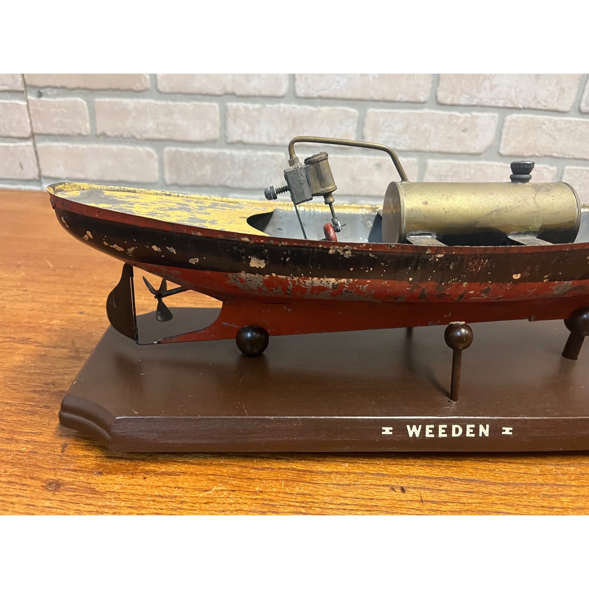 RARE Vintage Weeden Steam Engine Tin "Hudson" Torpedo Boat Toy (1899-1918)