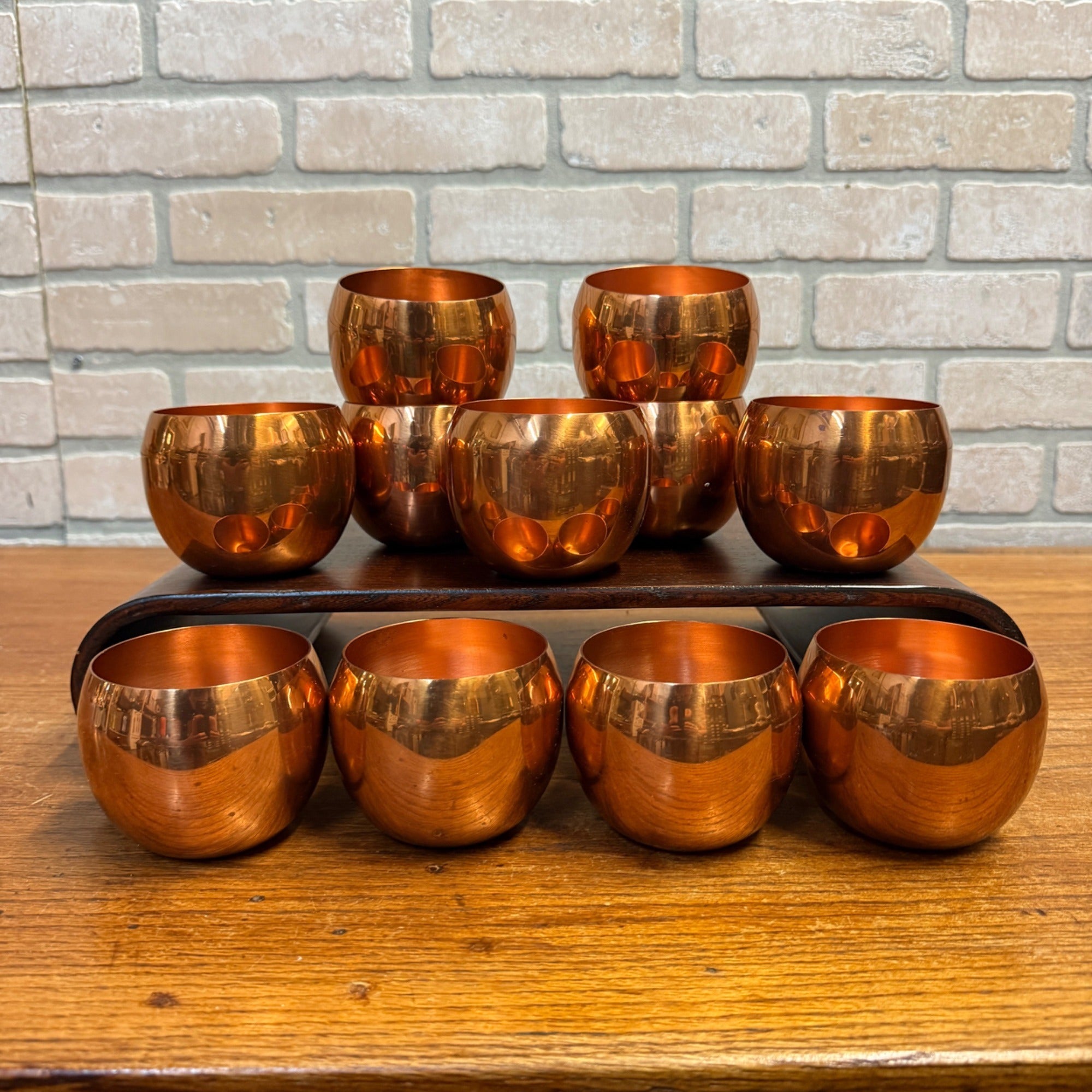 Vintage Lot of Coppercraft Guild Copper Drinking Cups or Tumblers MCM Autumnal Serveware 11 Pieces Taunton, Massachusetts